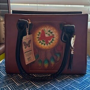 Handcrafted Dreamcatcher Tote Bag - Brown